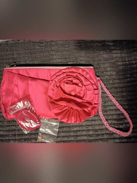 Handbags - Hot Pink Satin Wristlet